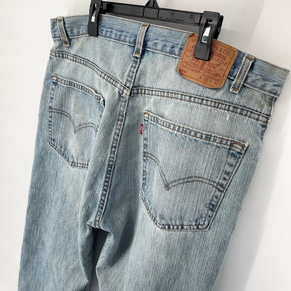 Levi's 505 VINTAGE Straight Leg Black Batwing Light Wash Jeans 38x32 Blue USA - Picture 9 of 13